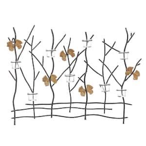 Metal Nature Brown Branches Wall Tea Light Holder Wall Applique