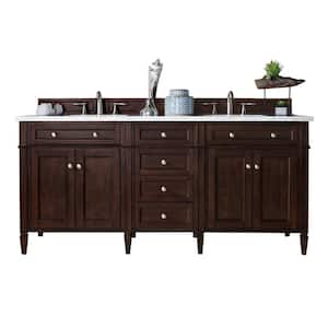 Brittany 72 in. W x 23.5 in. D x 34 in. H Double Bath Vanity in Burnished Mahogany with Solid Surface Top in Arctic Fall