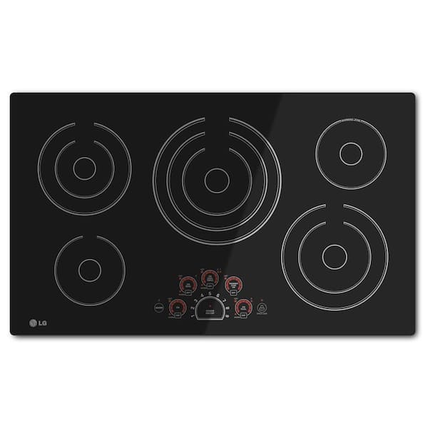 LG 36 in. Radiant Smooth Surface Electric Cooktop in Black with 5 Elements, SmoothTouch Controls and Warming Zone