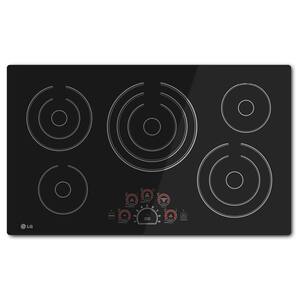 36 in. Radiant Smooth Surface Electric Cooktop in Black with 5 Elements, SmoothTouch Controls and Warming Zone