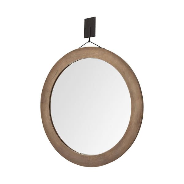 HomeRoots Mariana 43.5 in. x 1.75 in. Classic Round Framed Brown Vanity Mirror