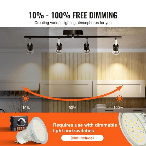 VEVOR 4-Light LED Track Lighting Kit 24.8 in. Ceiling Spot VEVOR 4-Light LED Track Lighting Kit 24.8 in. Ceiling Spot