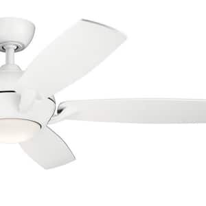 Geno 54 in. Indoor Matte White Downrod Mount Ceiling Fan with Integrated LED with Remote Control Included