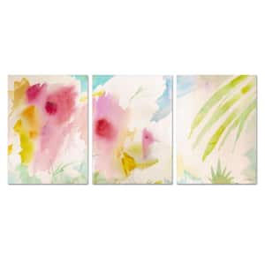 Hidden Frame Floral Art 3-Panel Set Pink Interlude Triptych by Sheila Golden 24 in. x 54 in.