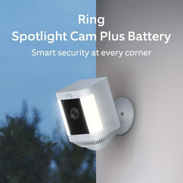 Spotlight Cam Plus, Battery - Smart Security Video Camera with LED Lights, 2-Way Talk, Color Night Vision, White