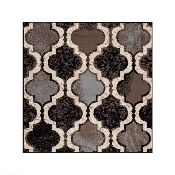 Viking Chocolate 5 ft. x 5 ft. Contemporary Trellis Non-Slip Area Rug