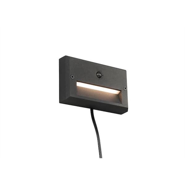 Hampton Bay 15-Watt Equivalent Low Voltage Black Motion Sensing Integrated LED Outdoor Stair Light with Frosted Acrylic Lens