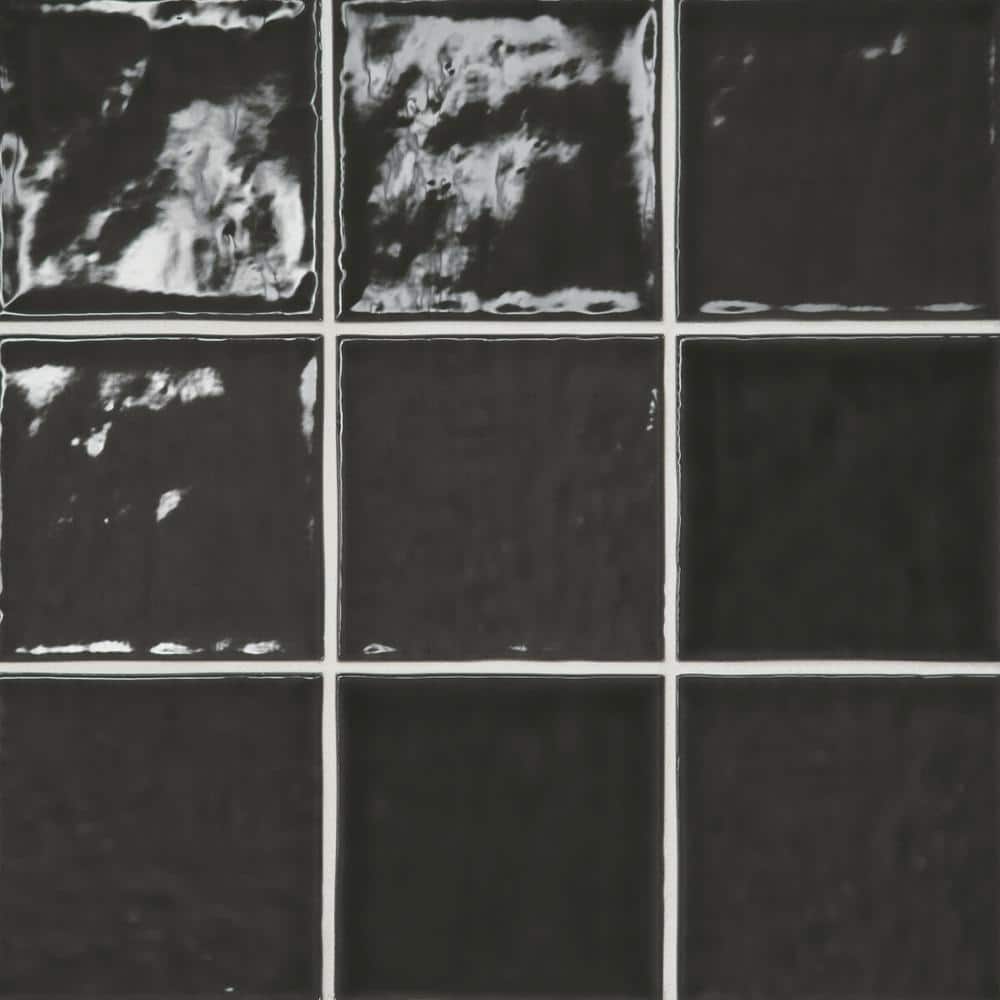 Sample-Marin 4 in. x 4 in. Glossy Ceramic Wall Tile Sample in Black Sea price history on PriceWatchPro