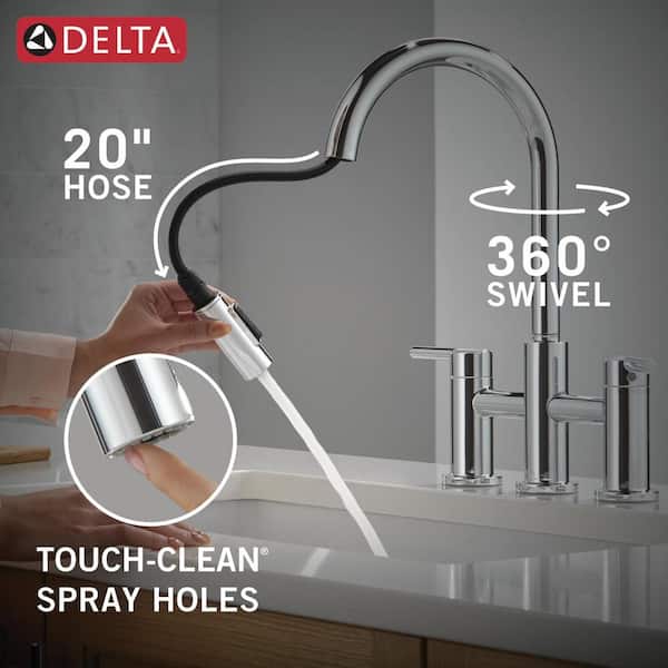 Delta Nicoli Double Handle Bridge Kitchen Faucet in Chrome 39876LF