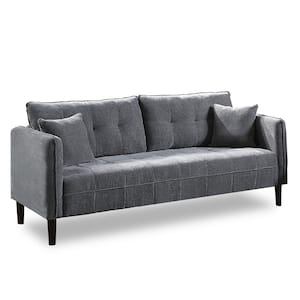Arbusto 75.63 in. W Straight Arm Chenille Modular Sofa in Dark Gray and Care Kit