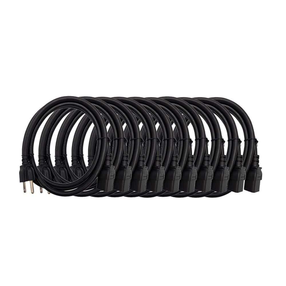 8 ft. C19 to NEMA 5-15P AC Power Cord in 14AWG / 3-Conductors Indoor Black 10-Pack price history on PriceWatchPro