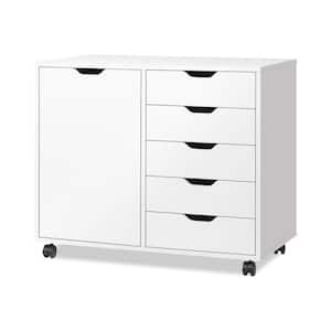 30.8 in. W x 25.5 in. H x 15.8 in. D Wood Freestanding Cabinet in White with Drawers