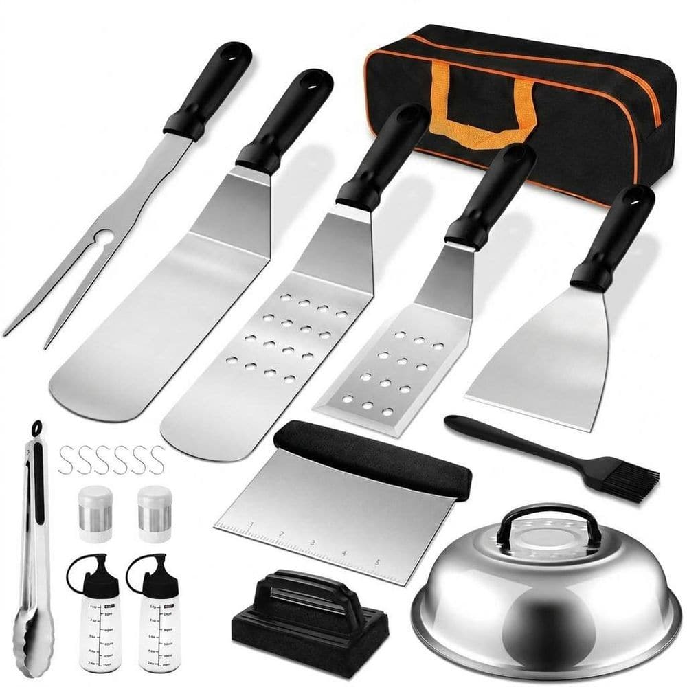 23Pcs Stainless Steel Griddle Accessories Kit, BBQ Tools with Spatula Tongs Scraper Basting Cover for Outdoor price history on PriceWatchPro