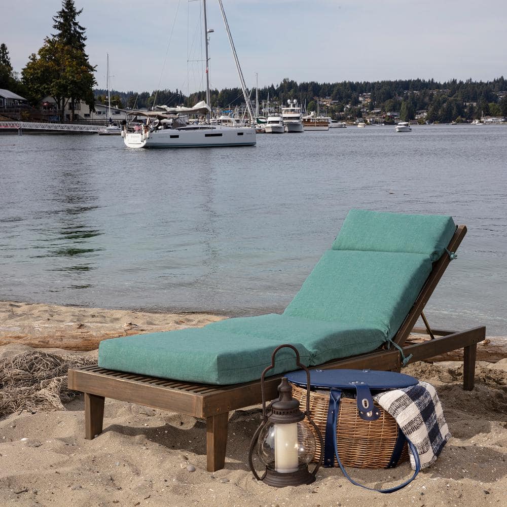Seafoam Green Recycled Fabric Outdoor Chaise Lounge Cushion