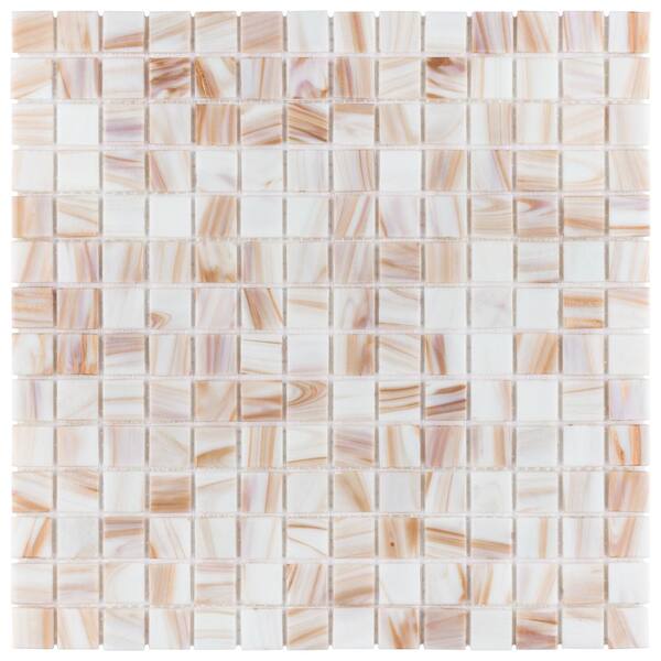 Merola Tile Coppa Bronze White 12 in. x 12 in. Glass Mosaic Tile (13.27 sq. ft. / Case)