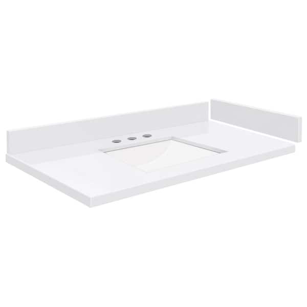 Transolid Silestone 34 in. W x 22.25 in. D Quartz White Rectangular Single Sink Vanity Top in Miami White