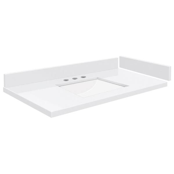 Transolid Silestone 36.75 in. W x 22.25 in. D Quartz White Rectangular Single Sink Vanity Top in Miami White