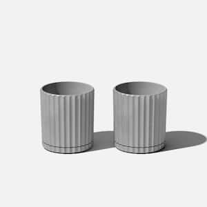 Demi 6 in. Round Grey Plastic Pot Planter (2-Pack)