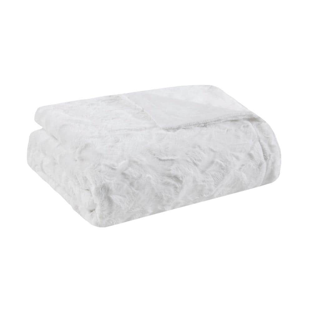 White 60 in. W x 70 in. H Faux Polyester Oversized Faux Fur Throw Blanket, Machine washable price history on PriceWatchPro