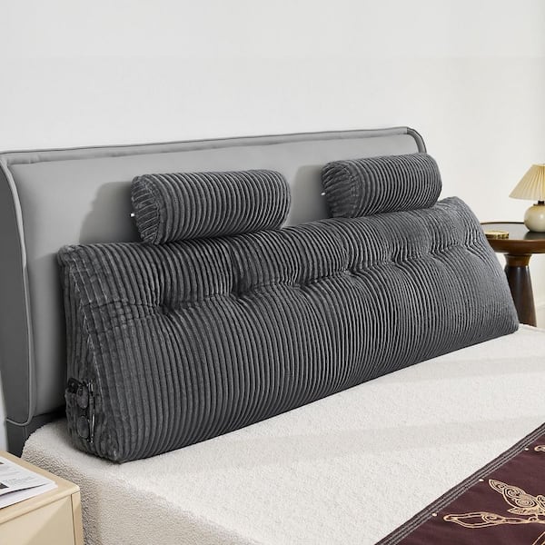 Headboard Pillow, King Size Wedge Headboard Pillow with 2 Side Pockets and 2 Headrests, Bed Wedge Pillow