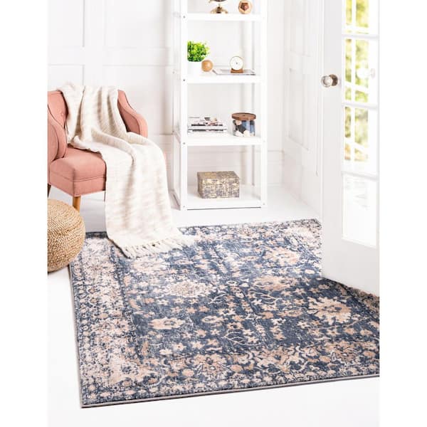 Portland Central Blue 4 ft. x 4 ft. Square Area Rug
