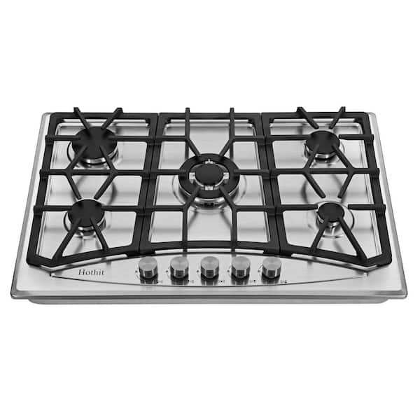 Elexnux Profile 30 in. 5-Burners Recessed Gas Cooktop in Stainless Steel with 5-Power Burners Gas Pressure Regulator