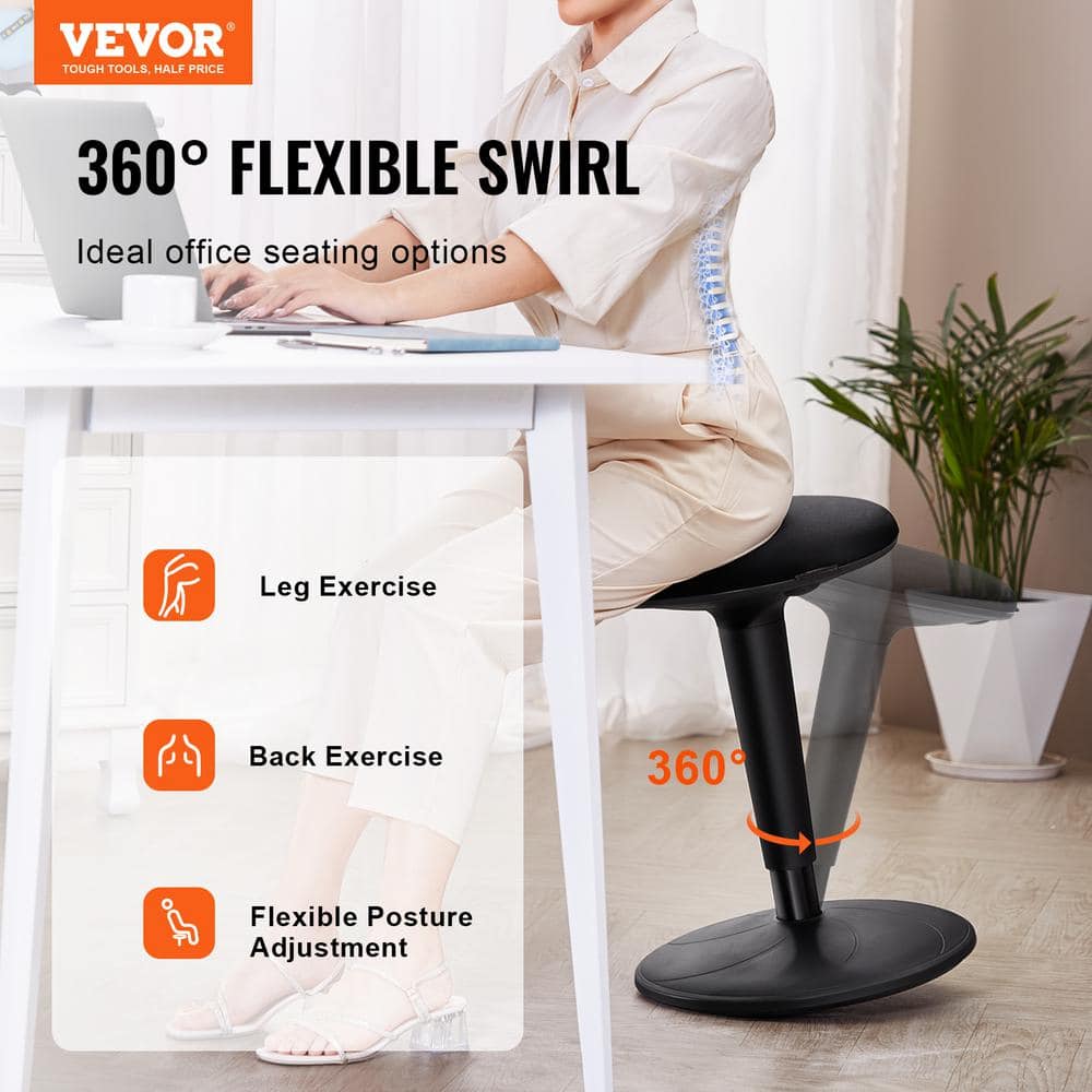 Black Adjustable Iron Wobble Stool with 360° Swivel