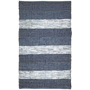 Blue Striped Leather 1 ft. 9 in. x 2 ft. 10 in. Accent Rug