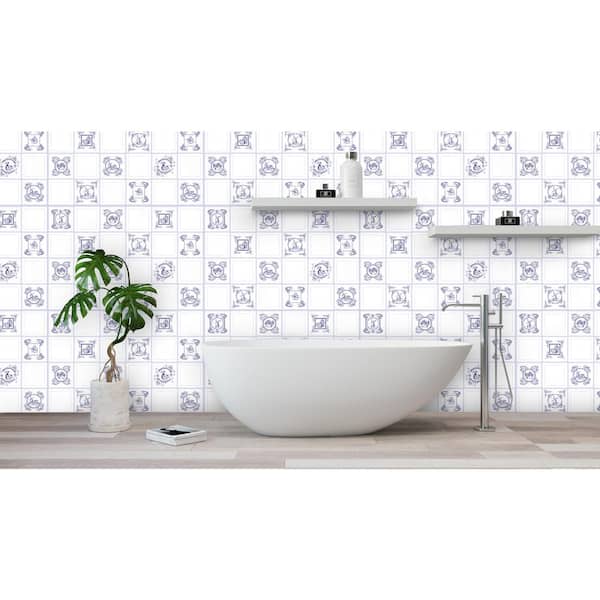 3D Falkirk Retro III 36 in. x 24 in. Blue Faux Tile PVC Decorative Wall Paneling (10-Pack)