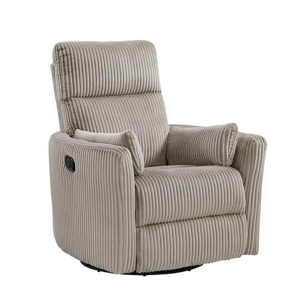 Turbo Brown Corduroy Fabric Manual Swivel Glider Recliner