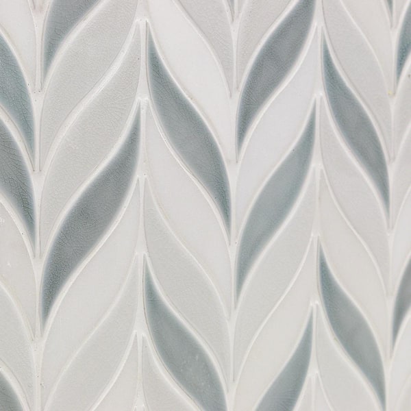 Ivy Hill Tile Delphi Sprig Arctic Blue 11.75 in. x 10.5 in. Marble and Ceramic Mosaic Tile (0.86 sq. ft./Sheet)