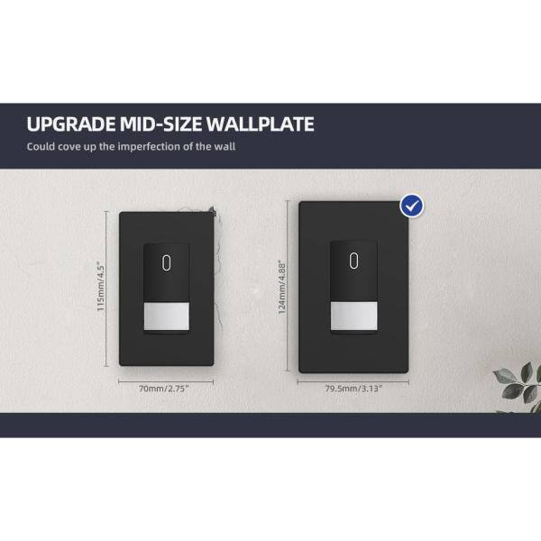 Black 1-Gang Screwless Decorative Wall Plate Set