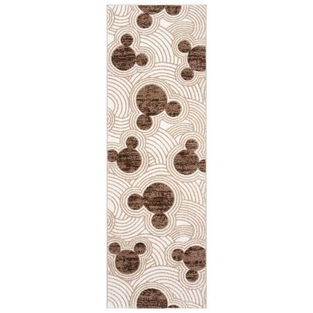 Disney Mickey Mouse Bravo Pop Art Ivory/Brown 3 ft. x 8 ft