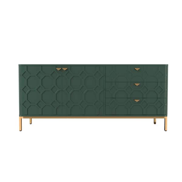Boyel Living 28 in. H Green 2 Door Storage Cabinet with 3 Drawers