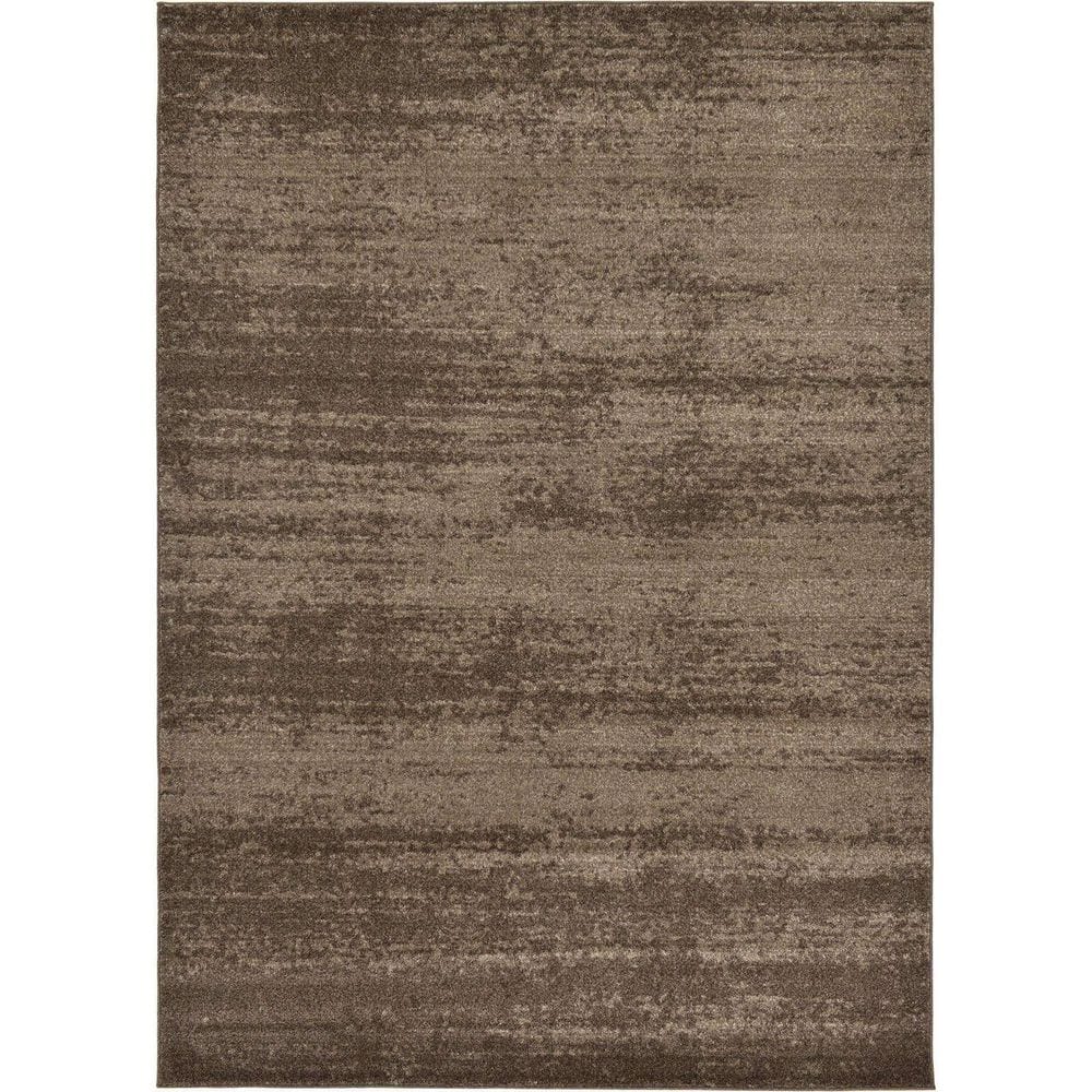Brown Polypropylene 6 ft. x 9 ft. Solid Color Indoor Area Rug