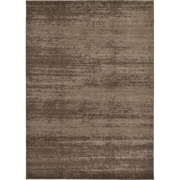 Unbranded Brown Polypropylene 6 ft. x 9 ft. Solid Color Indoor Area Rug