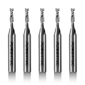 1/8 in. x 1/4 in. Shank Solid Carbide Spiral Router Bit with Up Cut, for CNC and Router Tool, Router Bushing (5-Pack)