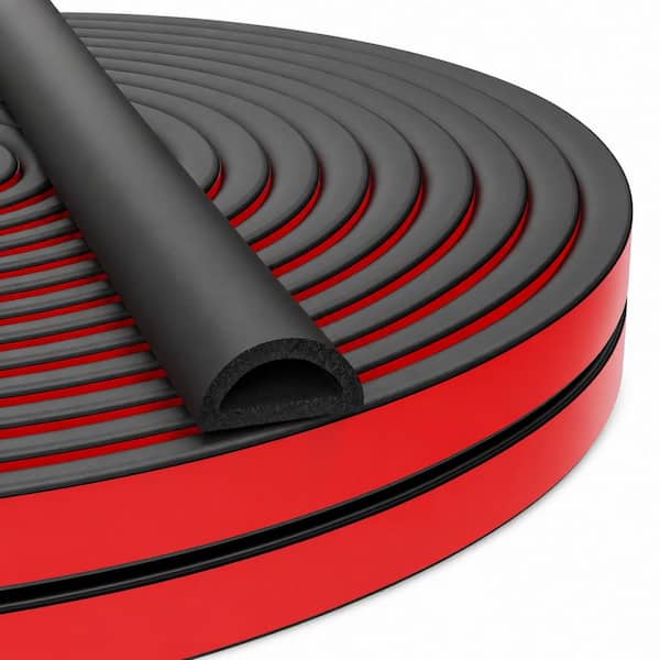 0.75 in. x 312 in. Black Foam Rubber Door Seal Weatherstrip Self-Adhesive for Window, RV, Boat, Auto