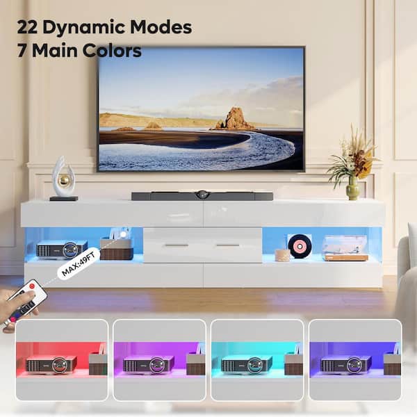 Reviews for Bestier 67 in. Glossy White TV Stand Fits TV Up to 75