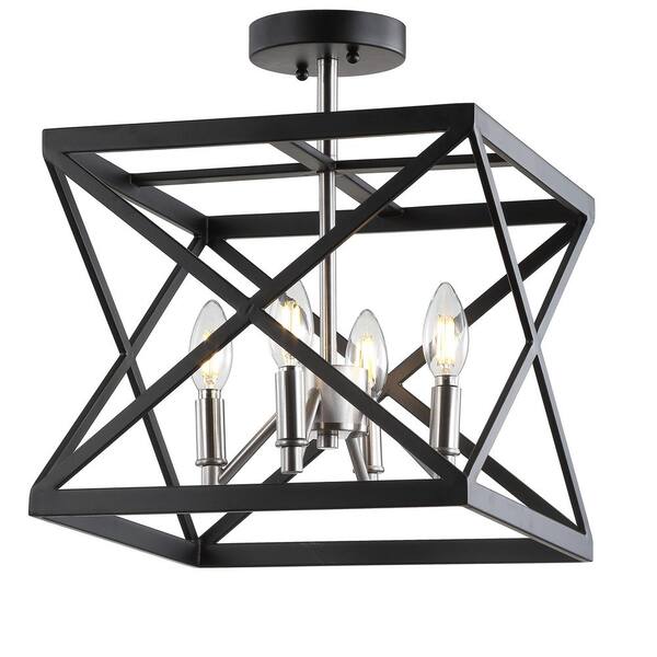 Safavieh Matias 13-in Black/Nickel Modern/Contemporary LED Semi-flush Mount Light