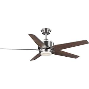 Byars 54 in. Indoor Integrated LED Brushed Nickel Transitional Ceiling Fan with Remote Included for Living Room