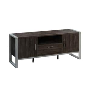 Rock Glen 59 in. Blade Walnut with Silver Frame Credenza with 1-Drawer fits 65 in. TV