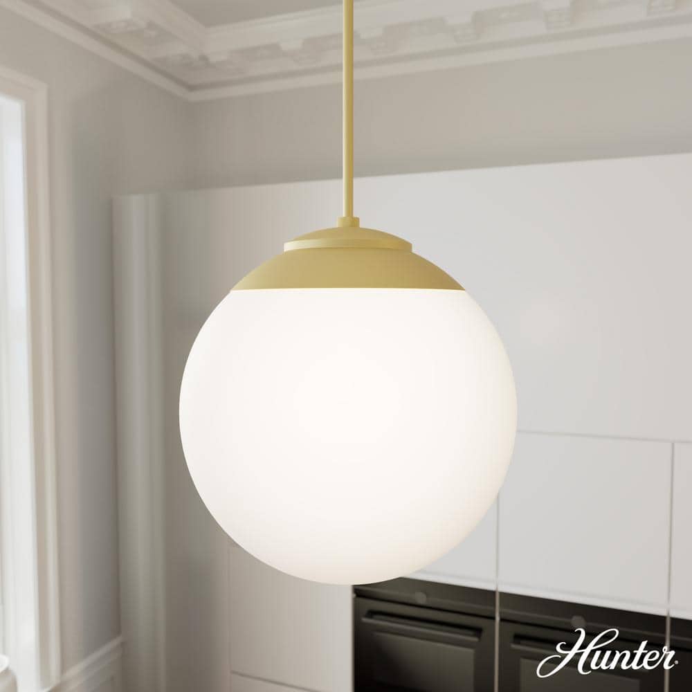 Hepburn 16" Modern Brass Globe Pendant with White-Cased Glass