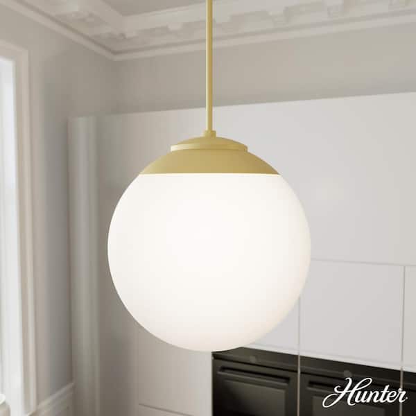 Hunter Hepburn 3-Light Modern Brass Island Pendant Light with Cased White Glass Shade