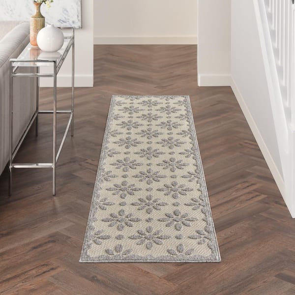 Palamos Cream 2 ft. x 10 ft. Kitchen Runner Geometric Contemporary Indoor/Outdoor Patio Area Rug