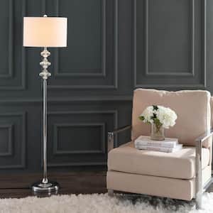 Lottie 60 in. Chrome Triangle Accent Floor Lamp with Off-White Shade