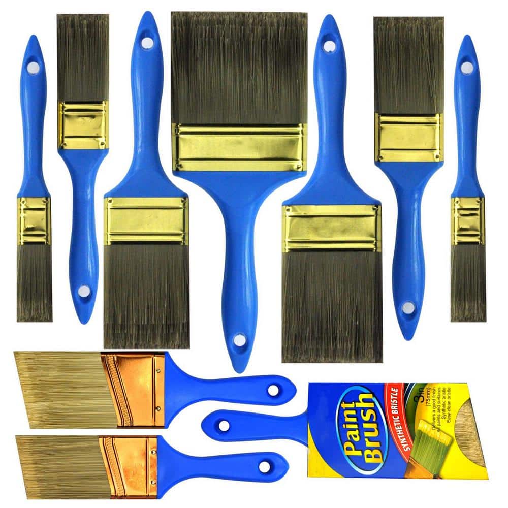 Dyiom 32 Pcs Flat Paint Brush Set, Nylon Hair Small Brush Bulk for Detail  Painting 373572960 - The Home Depot