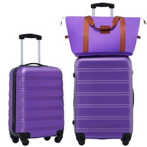 3-Piece Purple Expandable ABS Hardshell Spinner 20 in. and 24 in. Luggage Set with Bag, 3-Digit TSA Lock