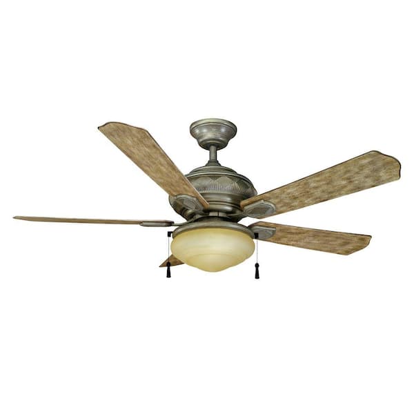 Hampton Bay Portsmouth 52 in. Indoor/Outdoor Cambridge Silver Ceiling Fan with Light Kit