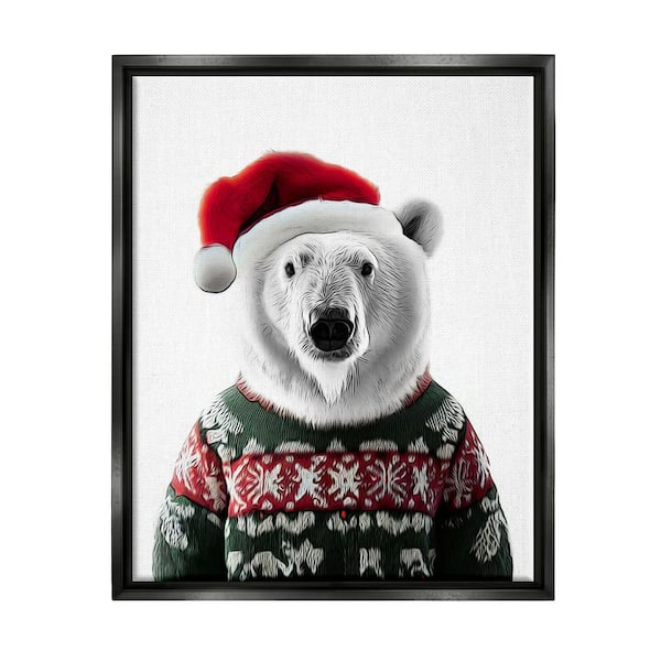 Stupell Industries Bear in Holiday Sweater by Annalisa Latella 1 Piece Floater Frame Graphic Print Animal Poster Art Print 21 in. x 17 in.